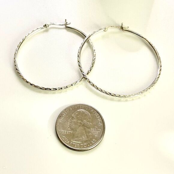 #AAY Sterling 925 Hammered Hoop Earrings - Picture 4 of 9